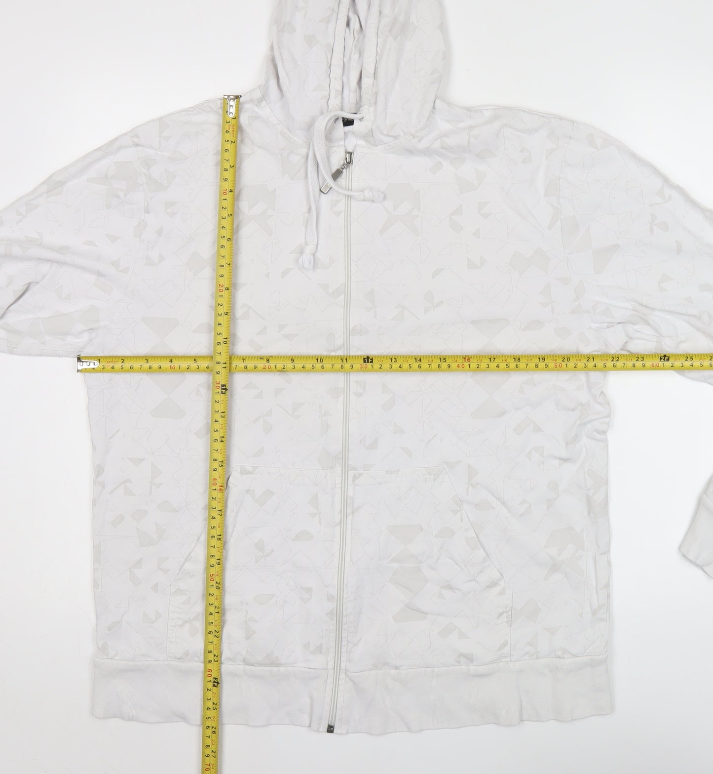Cedarwood State Men’s White XL Hoodie Full Zip Geometric Pattern