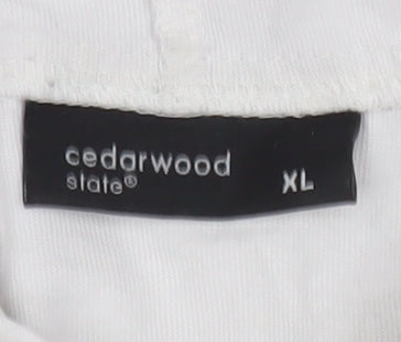 Cedarwood State Men’s White XL Hoodie Full Zip Geometric Pattern