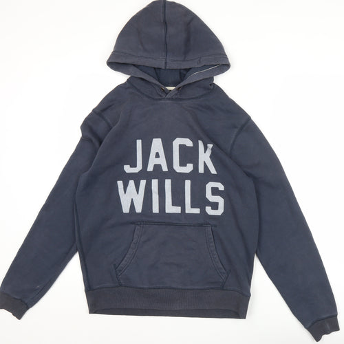 Jack Wills Men’s Blue Pullover Hoodie S Regular Fit Graphic Logo