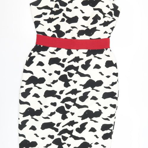 Damsel in a Dress Women’s Size 12 Black White Animal Print Sheath Dress