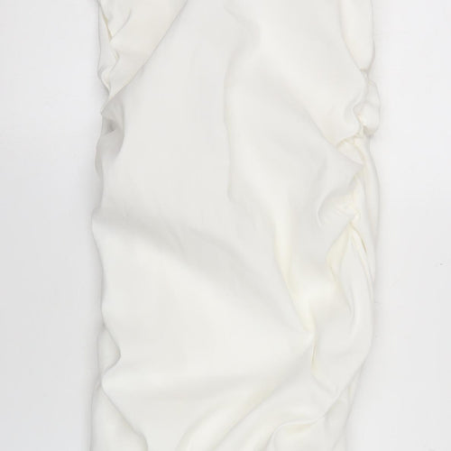 Zara Women White Strapless Bodycon Dress M Satin Party Cocktail
