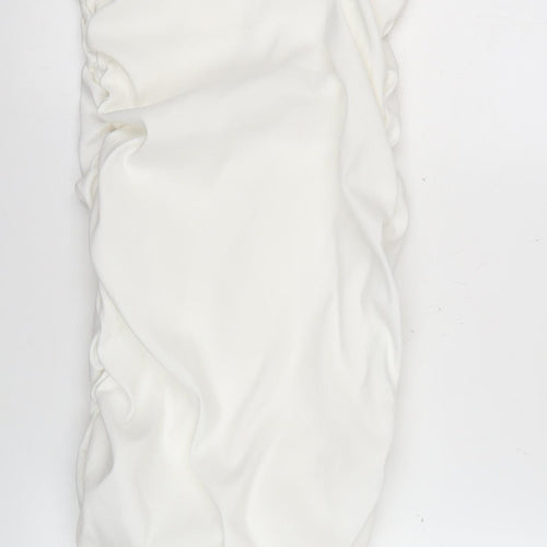 Zara Women White Strapless Bodycon Dress M Satin Party Cocktail