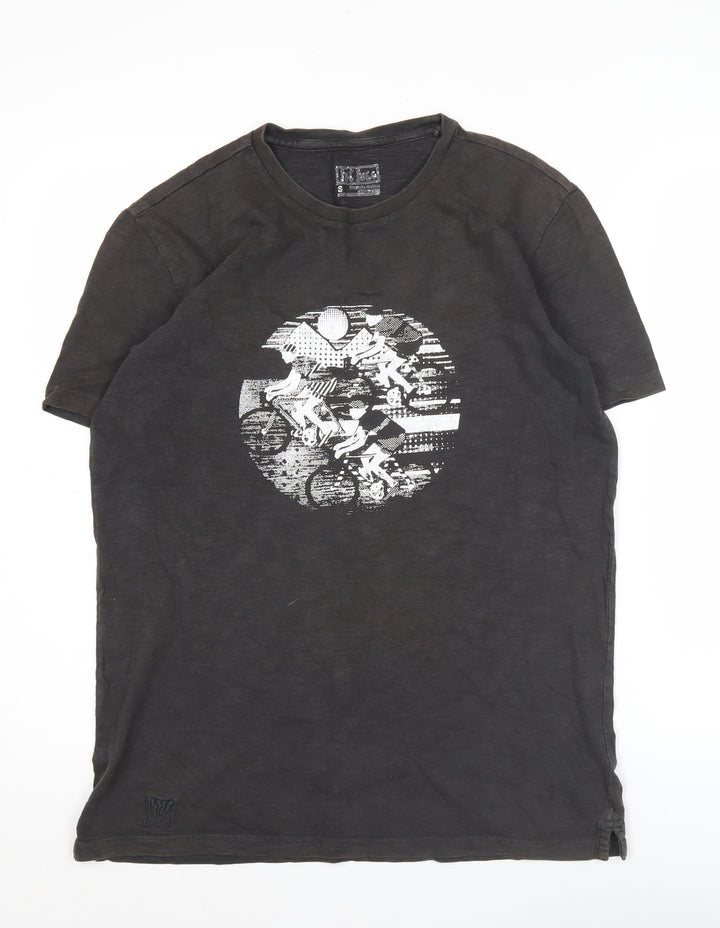 Ink Inc Men’s Black Graphic Print Sports T-Shirt Size S Cotton