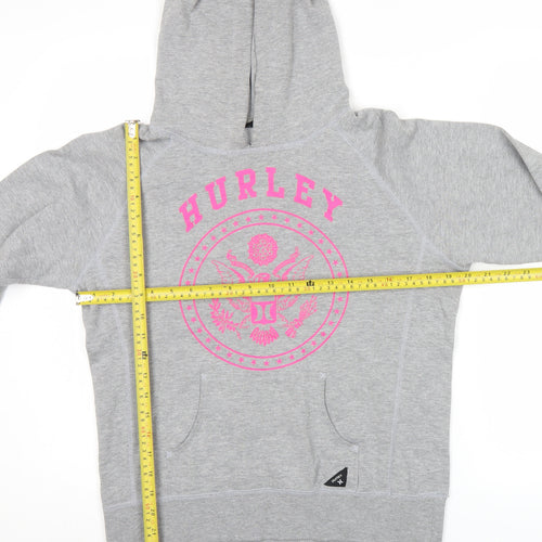 Hurley Womens Grey Pullover Hoodie Sweatshirt Size M Logo Print