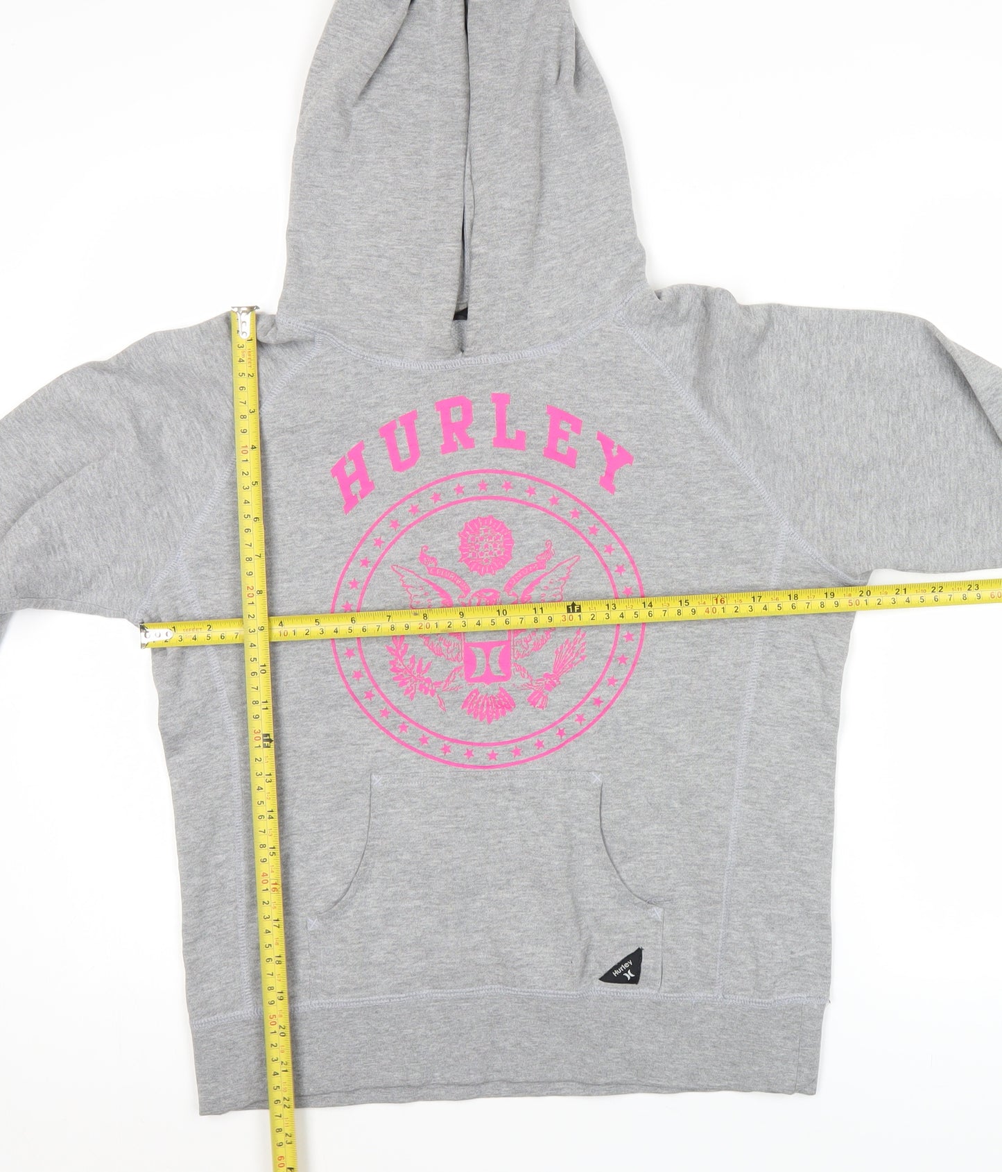 Hurley Womens Grey Pullover Hoodie Sweatshirt Size M Logo Print