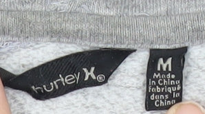 Hurley Womens Grey Pullover Hoodie Sweatshirt Size M Logo Print