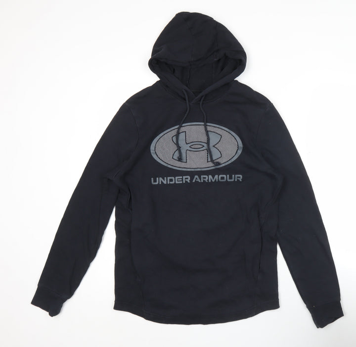 Under Armour Mens Black Pullover Hoodie Small Logo Sportswear