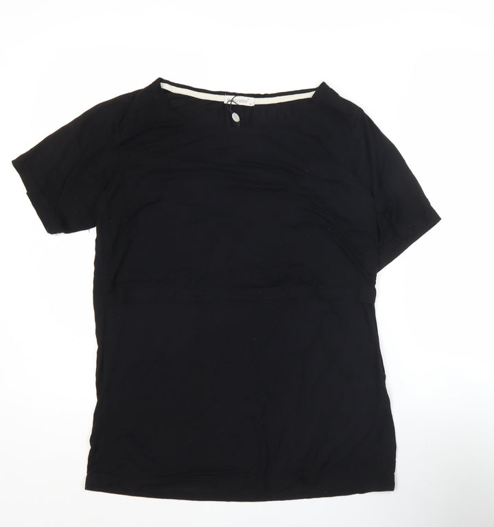 SMALLSHOW Womens Black M T-Shirt Scoop Neck Stretch Top