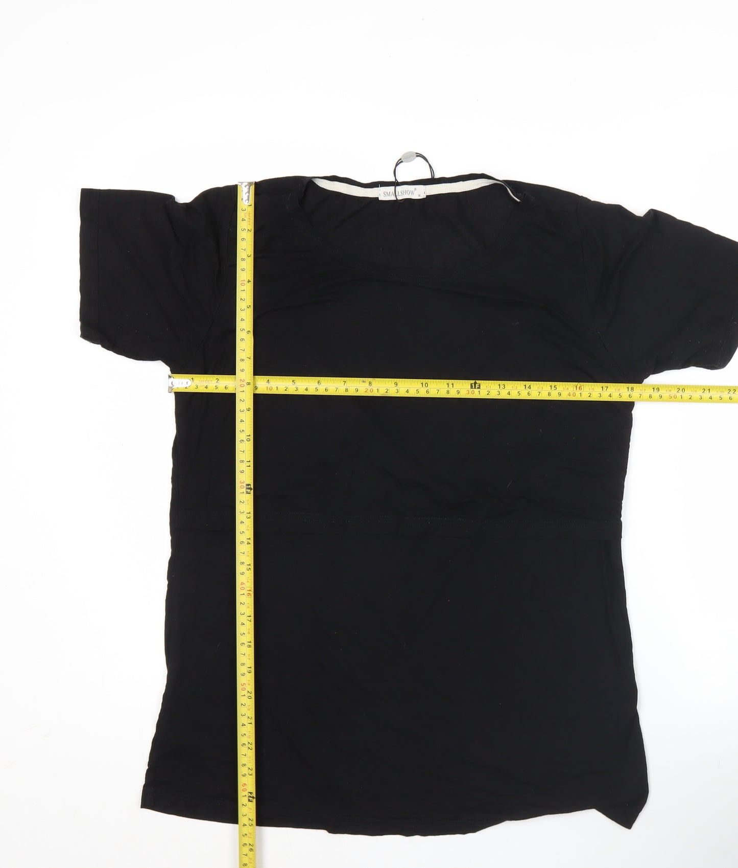 SMALLSHOW Womens Black M T-Shirt Scoop Neck Stretch Top