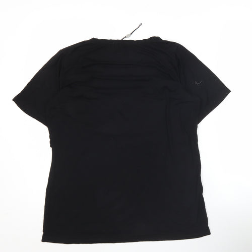 SMALLSHOW Womens Black M T-Shirt Scoop Neck Stretch Top