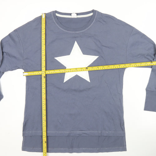 John Lewis Womens Blue Cotton Star Long Sleeve T-Shirt Size 10