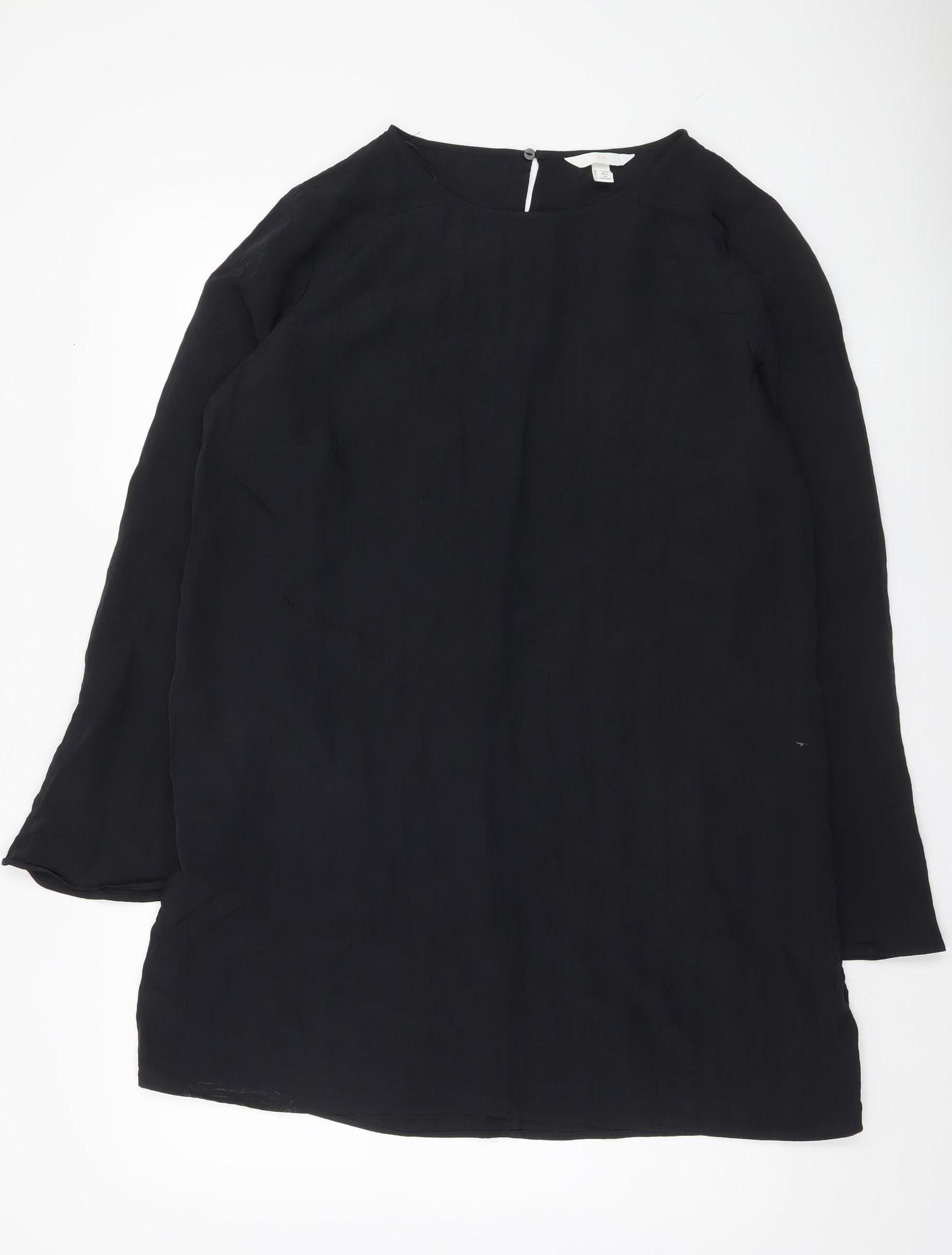 H&M Women’s Black Tunic Blouse L Long Sleeve Round Neck