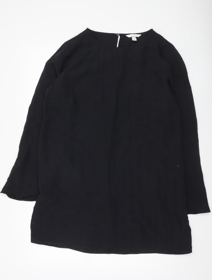 H&M Women’s Black Tunic Blouse L Long Sleeve Round Neck