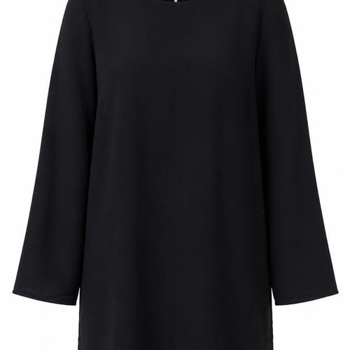 H&M Women’s Black Tunic Blouse L Long Sleeve Round Neck