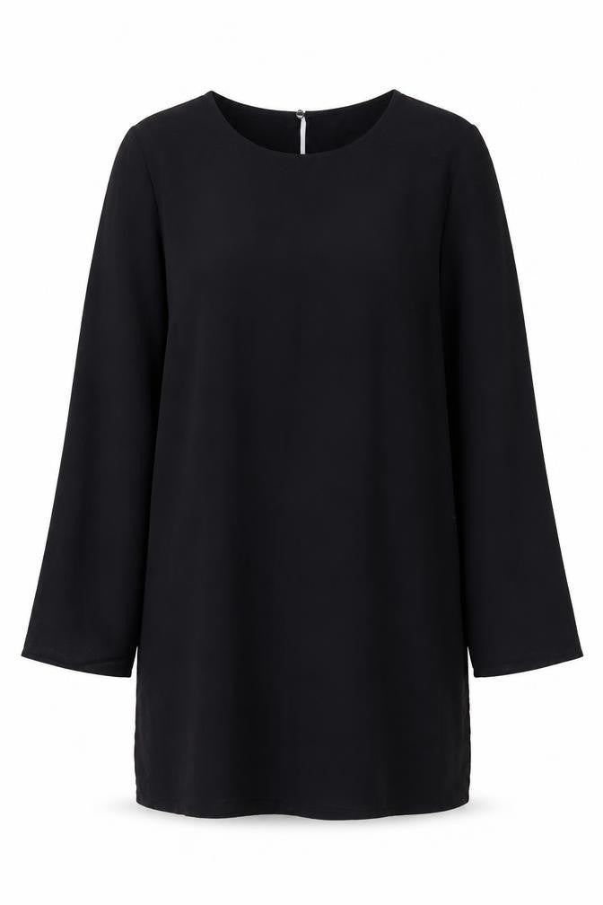 H&M Women’s Black Tunic Blouse L Long Sleeve Round Neck