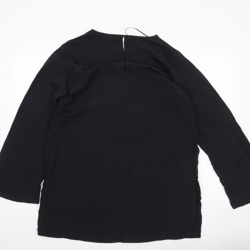 H&M Women’s Black Tunic Blouse L Long Sleeve Round Neck