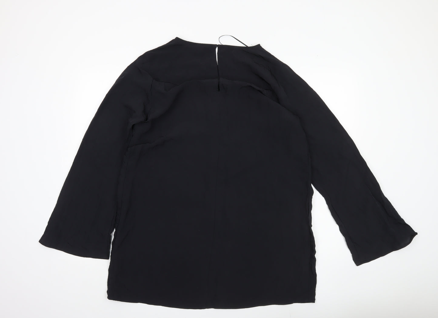 H&M Women’s Black Tunic Blouse L Long Sleeve Round Neck