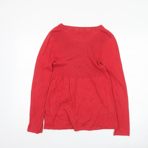 Mandarary Womens Red Floral Cotton Cardigan Size 10 Long Sleeve