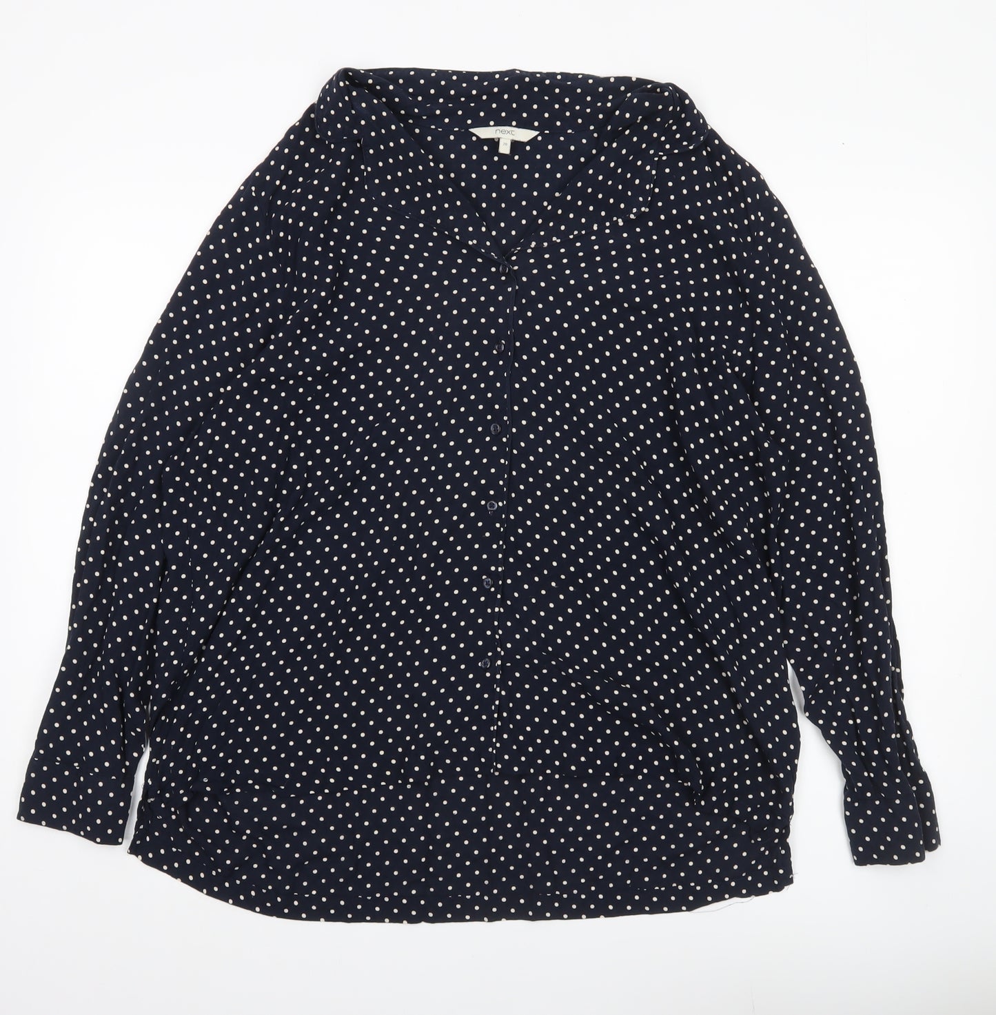 Next Women’s Blue Polka Dot Button-Up Shirt UK 20 Long Sleeve