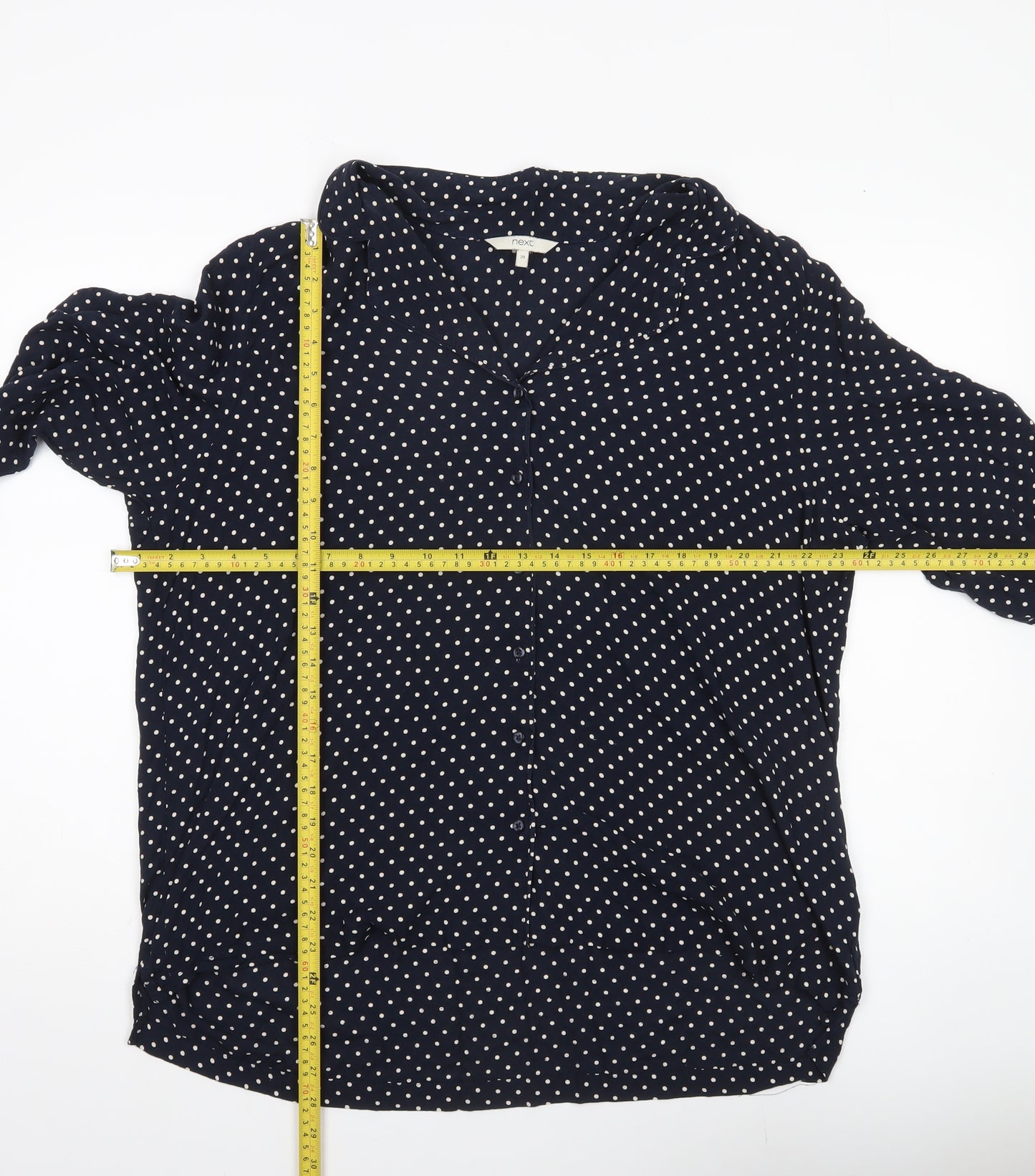 Next Women’s Blue Polka Dot Button-Up Shirt UK 20 Long Sleeve