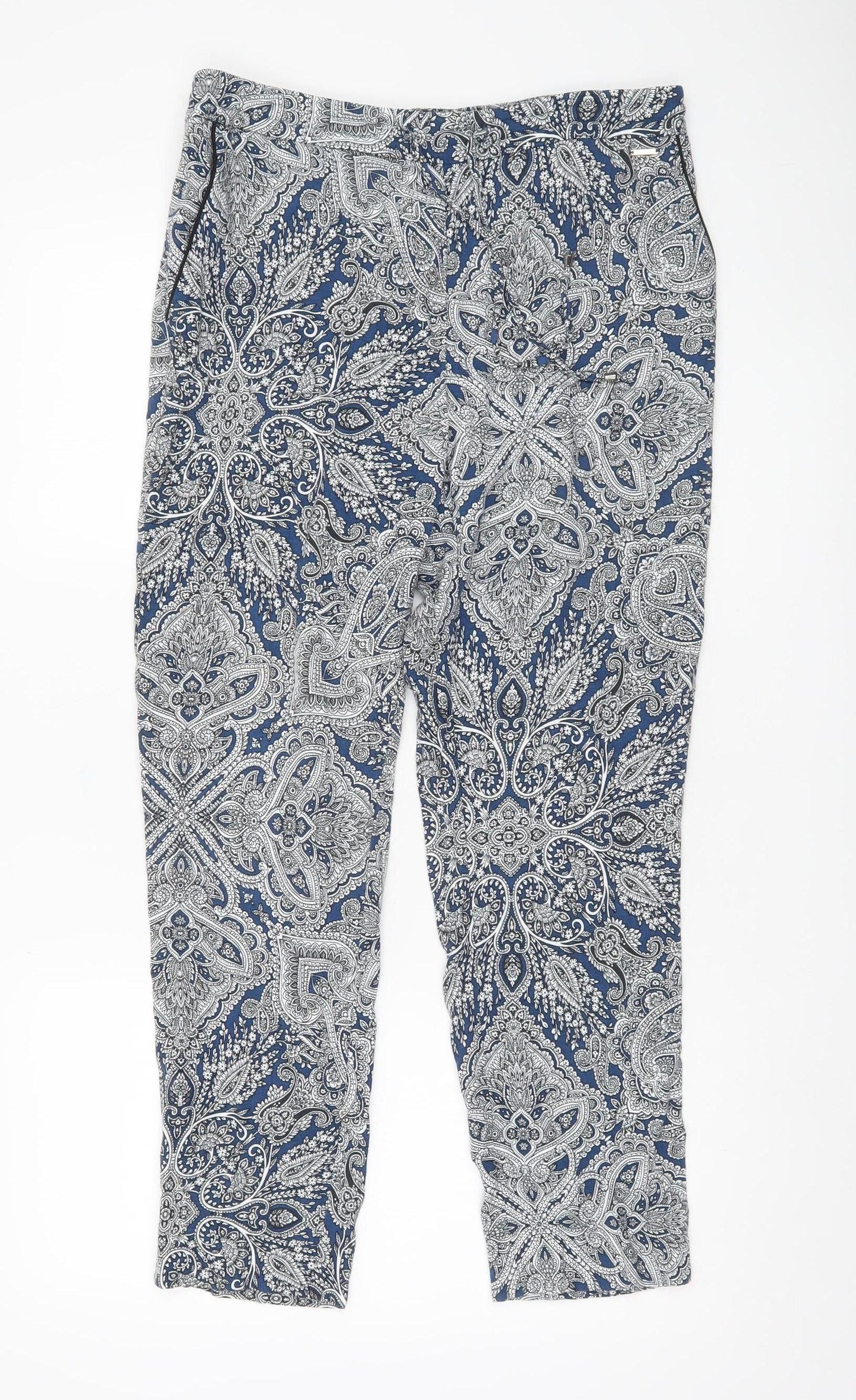 Marks and Spencer Womens Blue Paisley Viscose Trousers Size 12