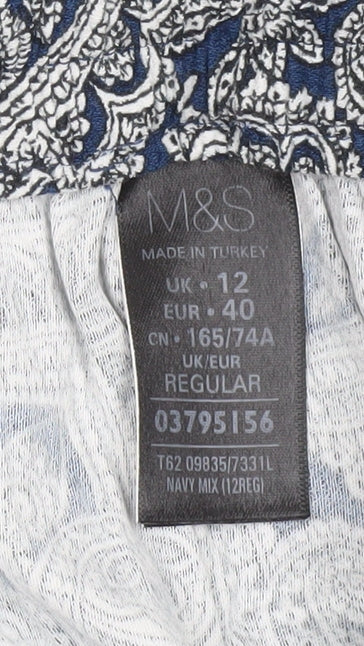 Marks and Spencer Womens Blue Paisley Viscose Trousers Size 12