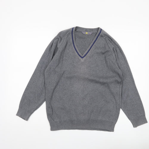 Magicfit Men's Grey V-Neck Knit Jumper XS Regular Fit
