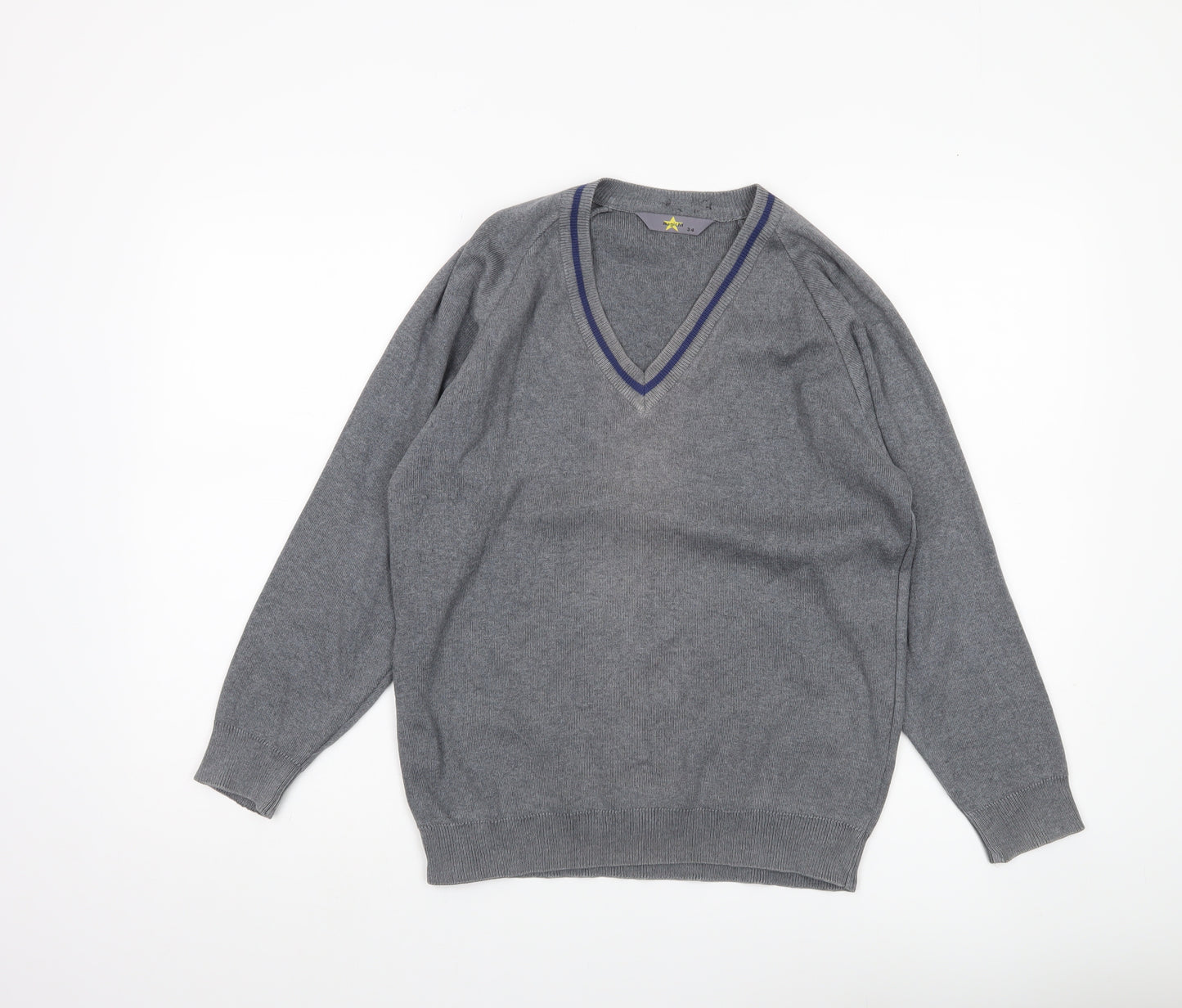 Magicfit Men's Grey V-Neck Knit Jumper XS Regular Fit