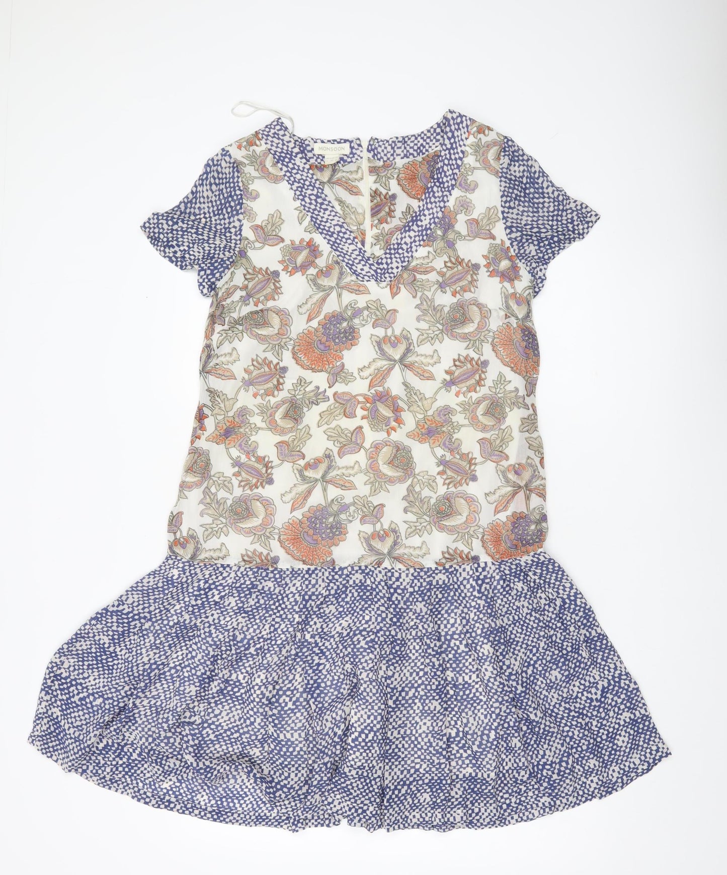 Monsoon Women’s Multicoloured Floral Shift Dress Size 8 Short Sleeve