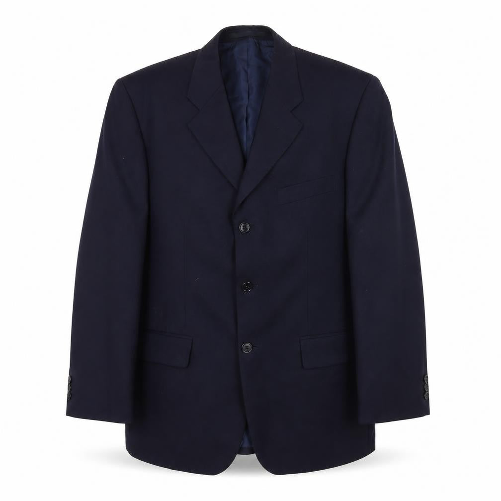 Front view of James Barry Men’s Blue Wool Blazer Jacket 40R Short Classic