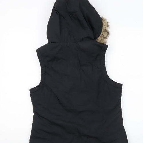Gap Women’s Black Faux Fur Hooded Puffer Waistcoat Size 8