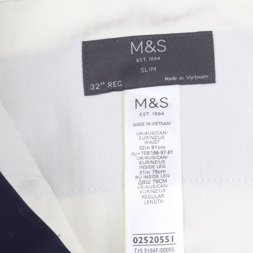 Marks and Spencer Men’s Blue Slim Fit Dress Pants 32W 31L