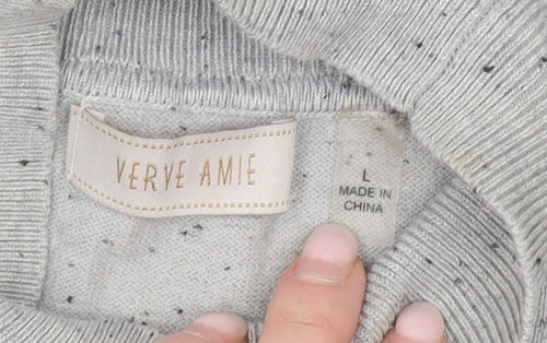Verve Amie Women’s Grey Mock Neck Pullover Jumper Size L