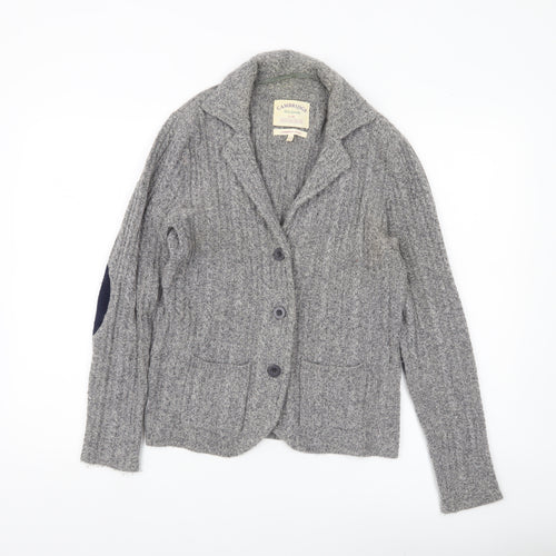 Cambridge Dry Goods Womens Grey Wool Blend Cardigan UK 12 Collared Knit