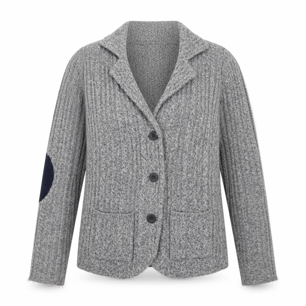 Cambridge Dry Goods Womens Grey Wool Blend Cardigan UK 12 Collared Knit