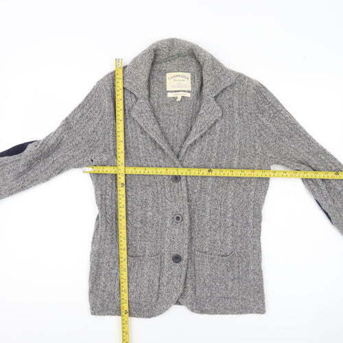 Cambridge Dry Goods Womens Grey Wool Blend Cardigan UK 12 Collared Knit