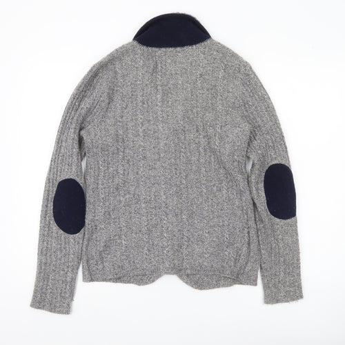 Cambridge Dry Goods Womens Grey Wool Blend Cardigan UK 12 Collared Knit