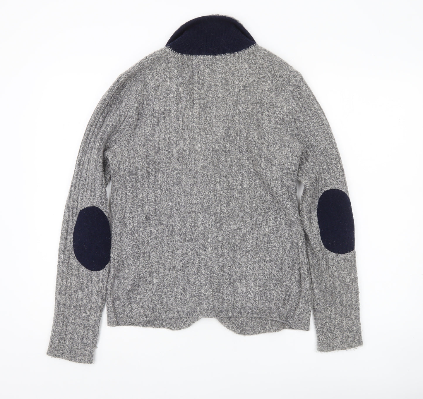 Cambridge Dry Goods Womens Grey Wool Blend Cardigan UK 12 Collared Knit