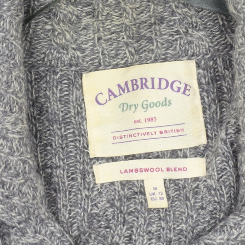 Cambridge Dry Goods Womens Grey Wool Blend Cardigan UK 12 Collared Knit