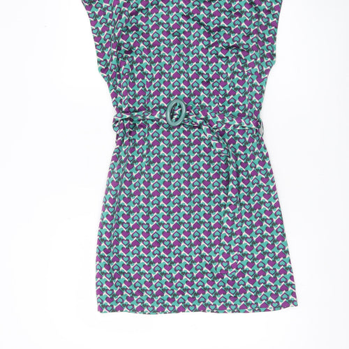Topshop Women’s Multicoloured Size 8 Shift Dress Belted Retro Hearts