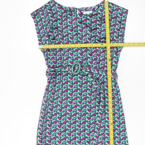 Topshop Women’s Multicoloured Size 8 Shift Dress Belted Retro Hearts