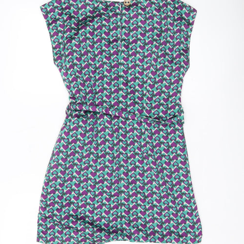 Topshop Women’s Multicoloured Size 8 Shift Dress Belted Retro Hearts