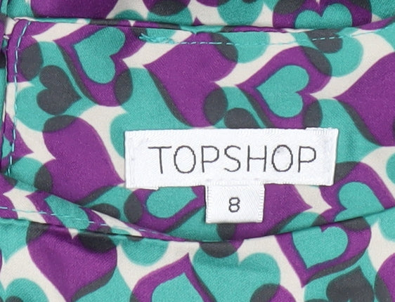 Topshop Women’s Multicoloured Size 8 Shift Dress Belted Retro Hearts