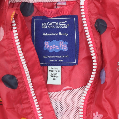 Regatta Girls Red Peppa Pig Rain Coat Jacket 24 Months Waterproof Hooded