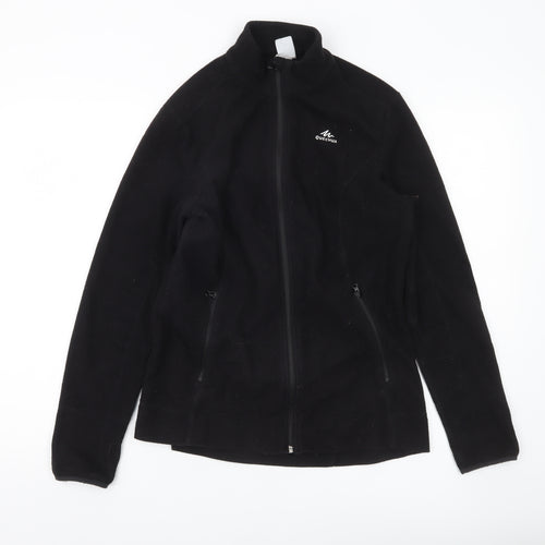 Quechua Women Black Fleece Jacket Size L Full Zip Outdoor