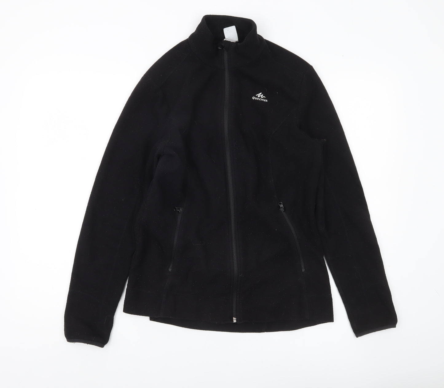 Quechua Women Black Fleece Jacket Size L Full Zip Outdoor