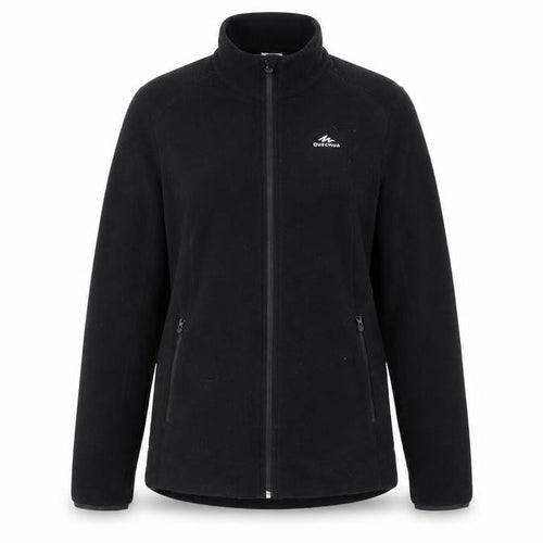 Quechua Women Black Fleece Jacket Size L Full Zip Outdoor