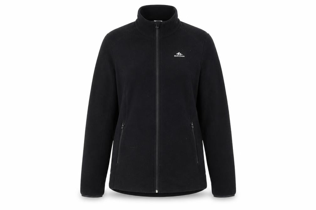Quechua Women Black Fleece Jacket Size L Full Zip Outdoor