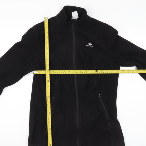 Quechua Women Black Fleece Jacket Size L Full Zip Outdoor