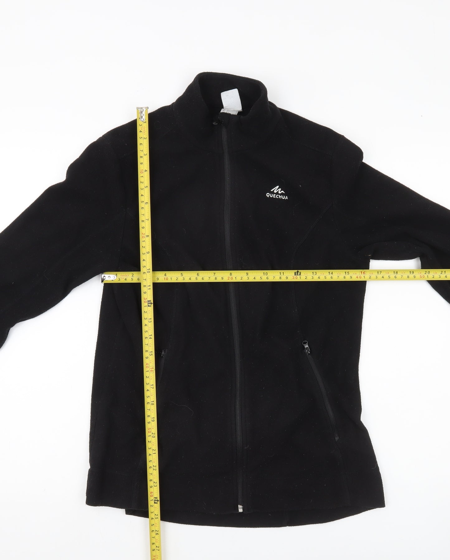 Quechua Women Black Fleece Jacket Size L Full Zip Outdoor